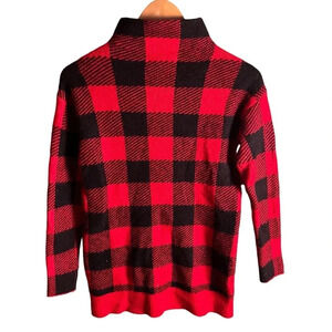 LOFT Red & Black Buffalo Plaid Turtleneck Tunic Sweater Size XXSP holidays